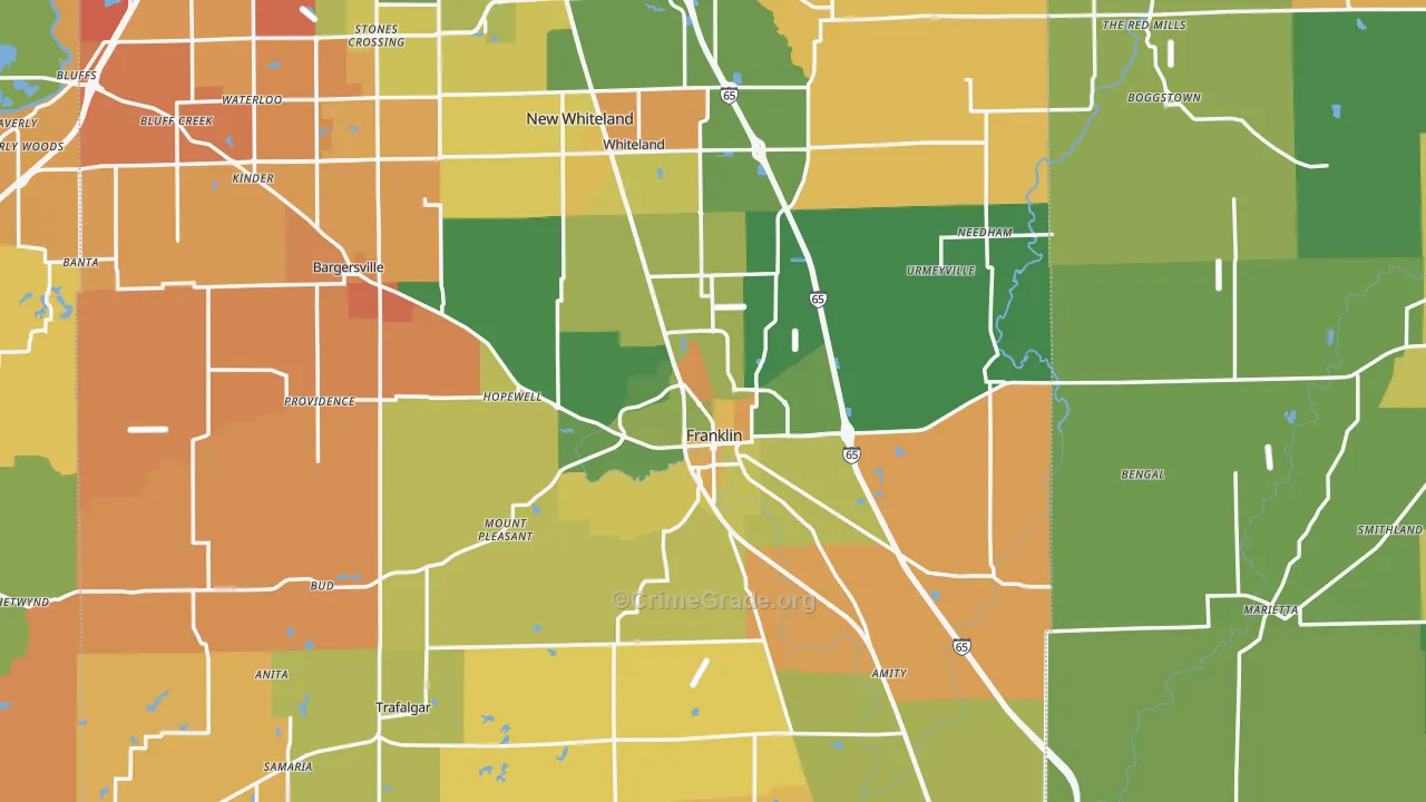 Franklin, IN Map of Murder Rates