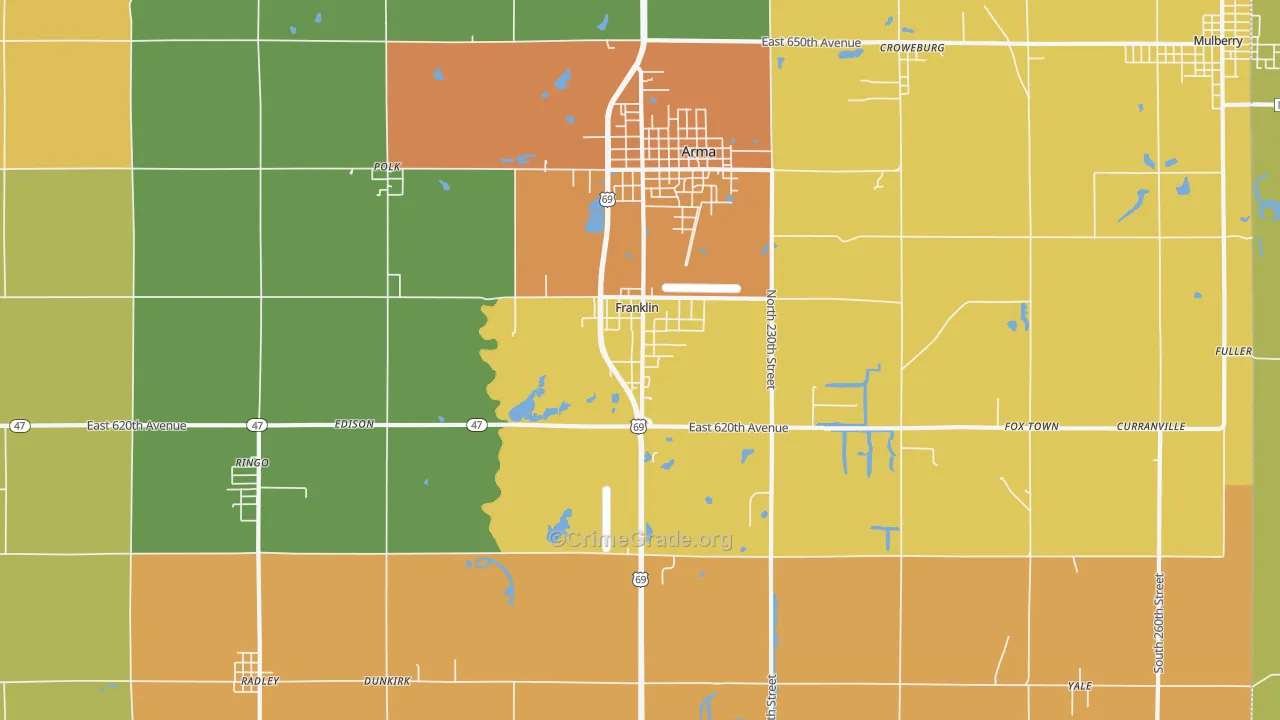 Franklin, KS Map of Murder Rates