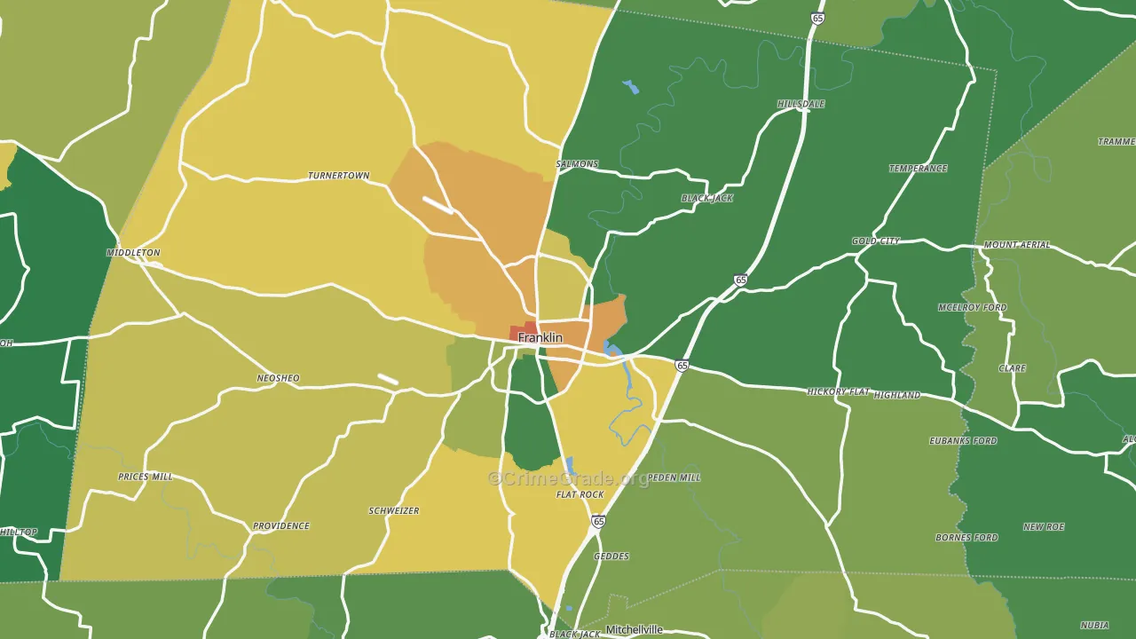 Franklin, KY Map of Murder Rates