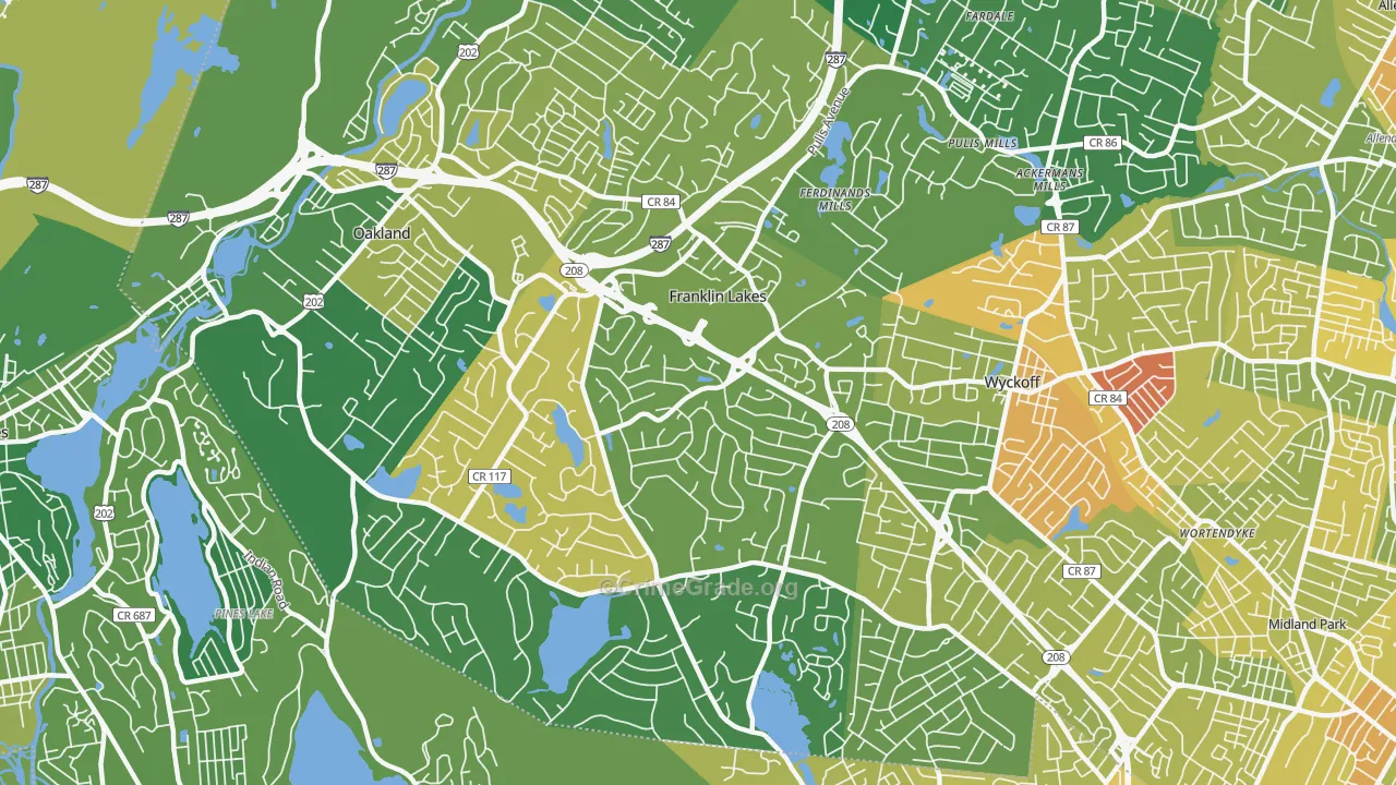 Franklin Lakes, NJ Map of Murder Rates