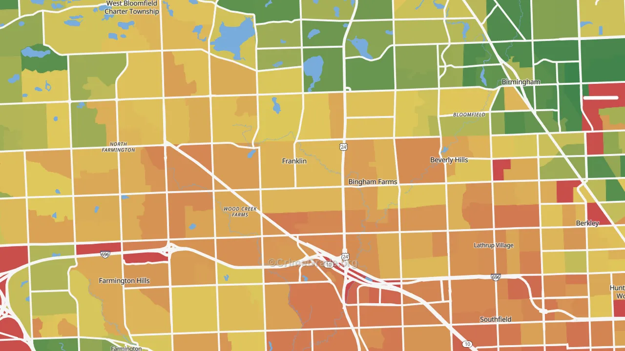 Franklin, MI Map of Murder Rates