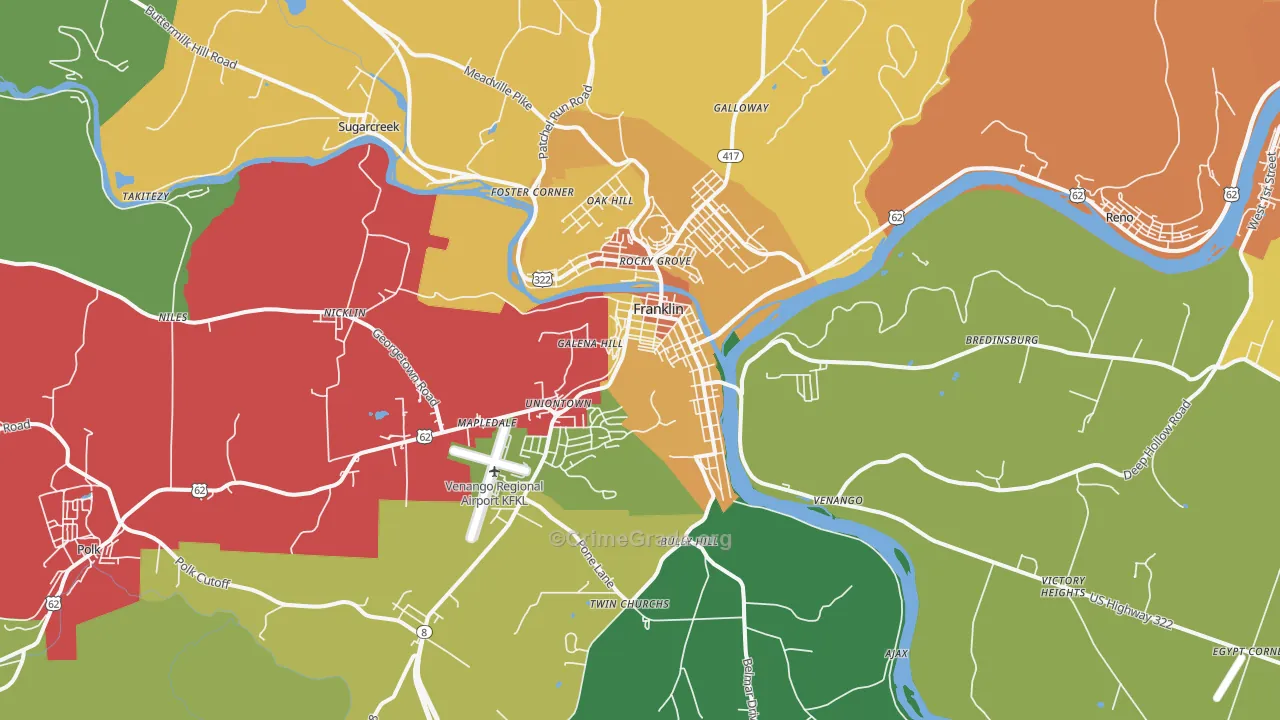 Franklin, PA Map of Murder Rates
