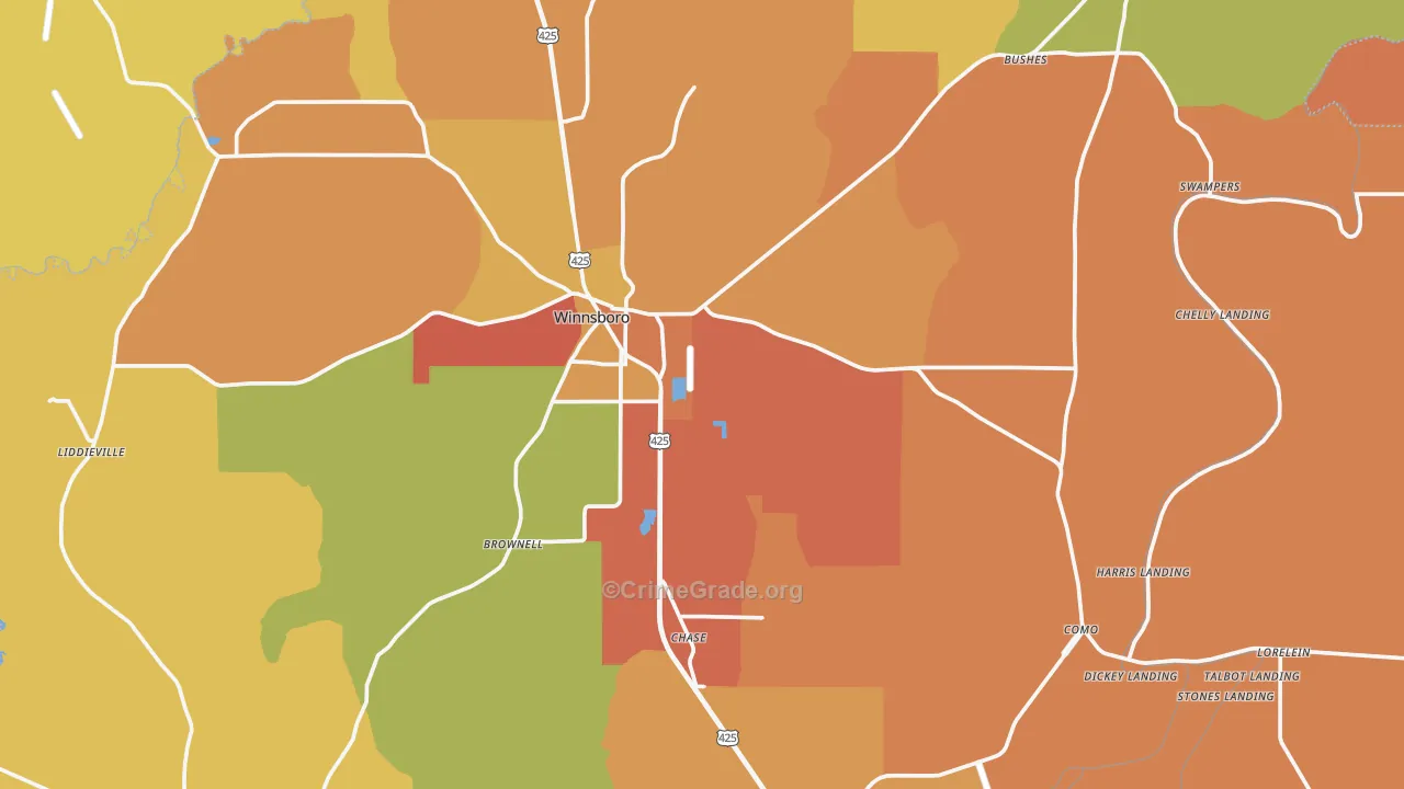 Franklin Parish, LA Map of Murder Rates
