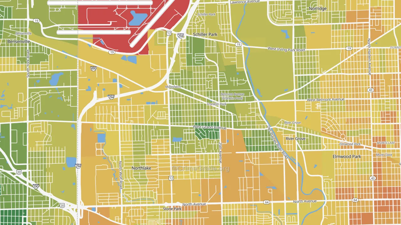 Franklin Park, IL Map of Murder Rates
