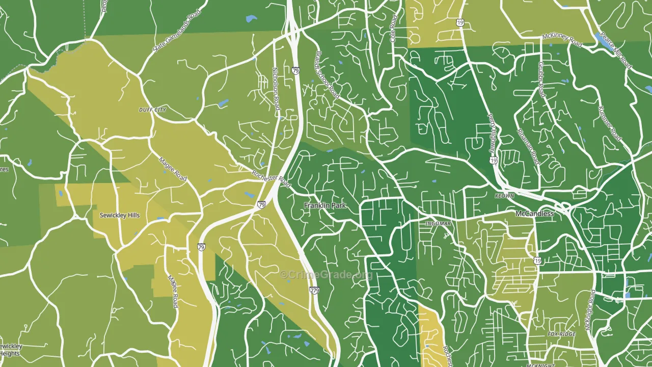 Franklin Park, PA Map of Murder Rates