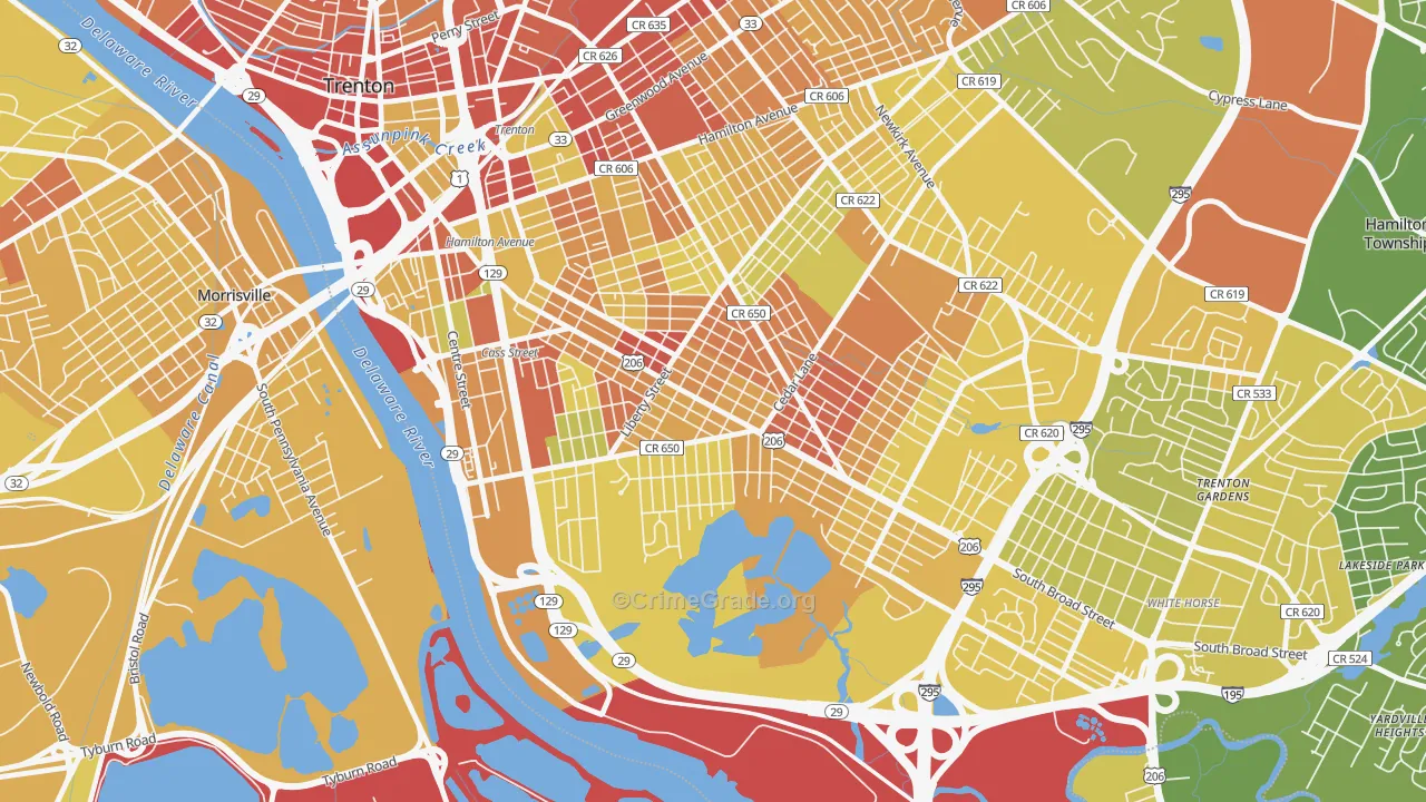 Franklin Park, Trenton, NJ Map of Murder Rates