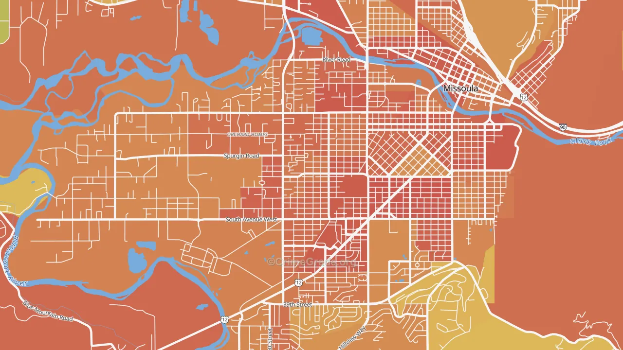 Franklin To The Fort, Missoula, MT Map of Murder Rates