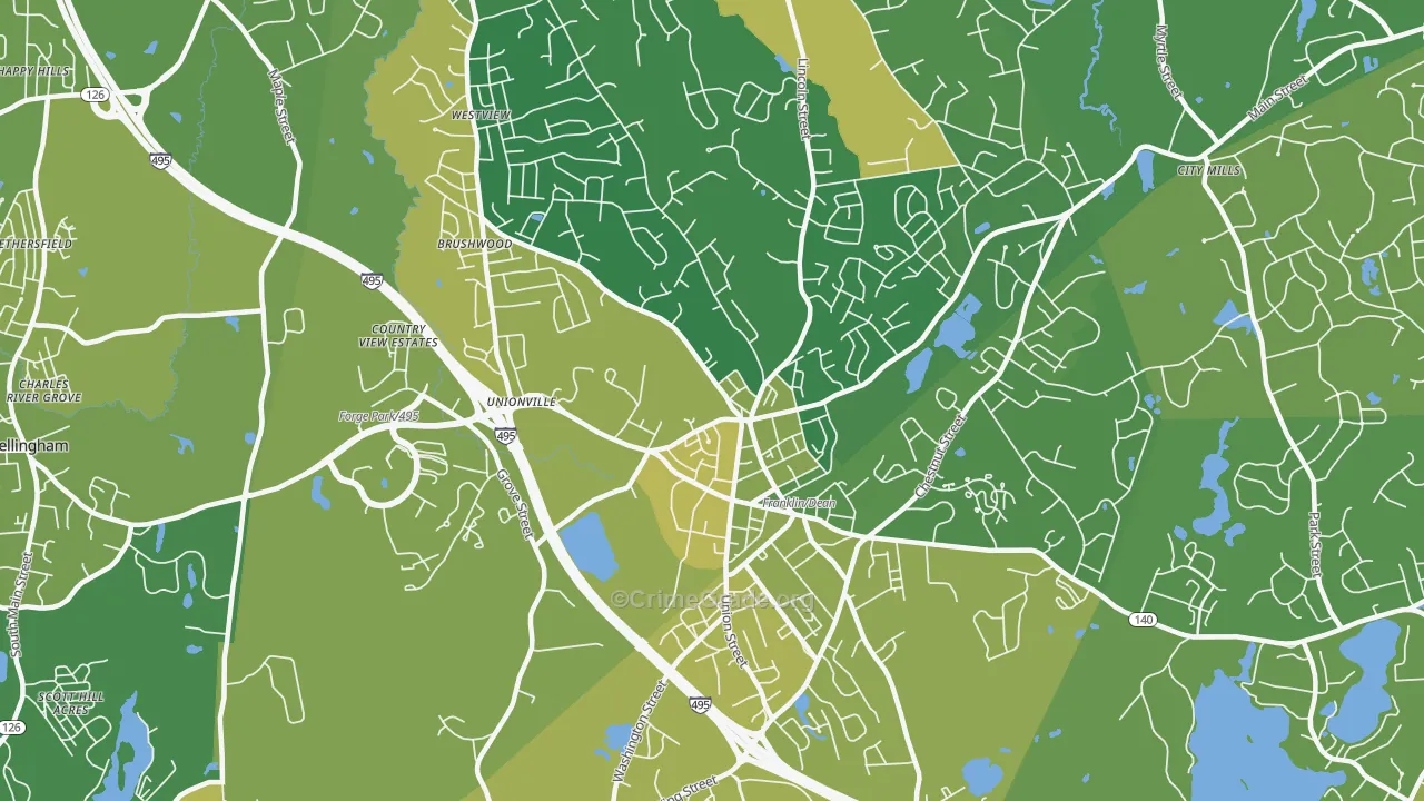 Franklin Town, MA Map of Murder Rates