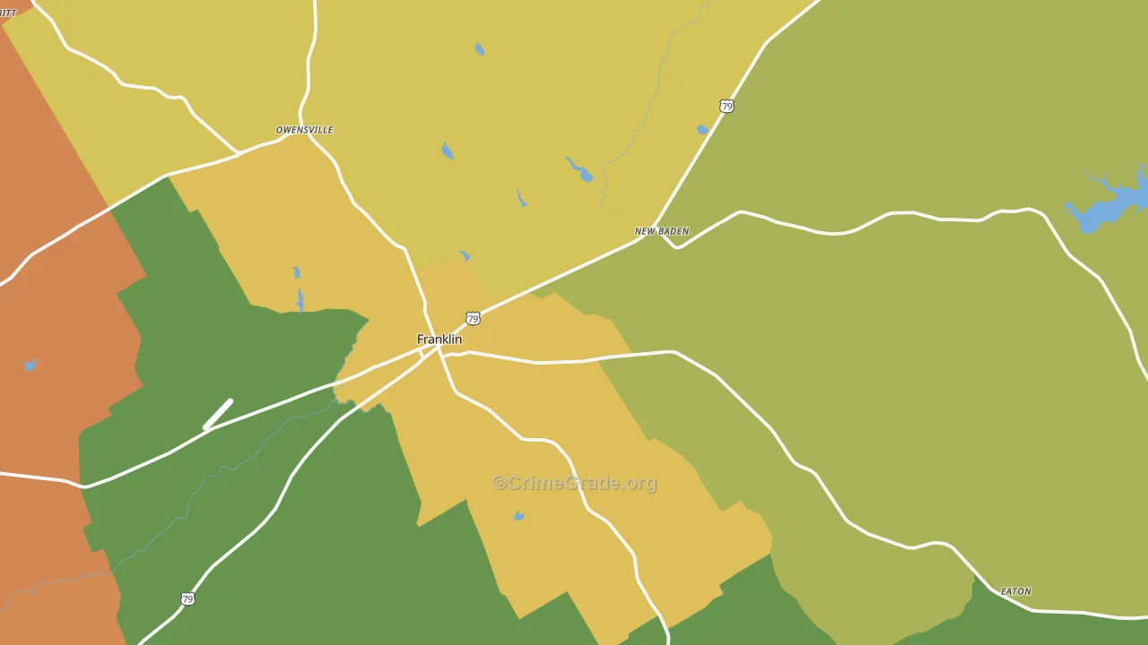 Franklin, TX Map of Murder Rates