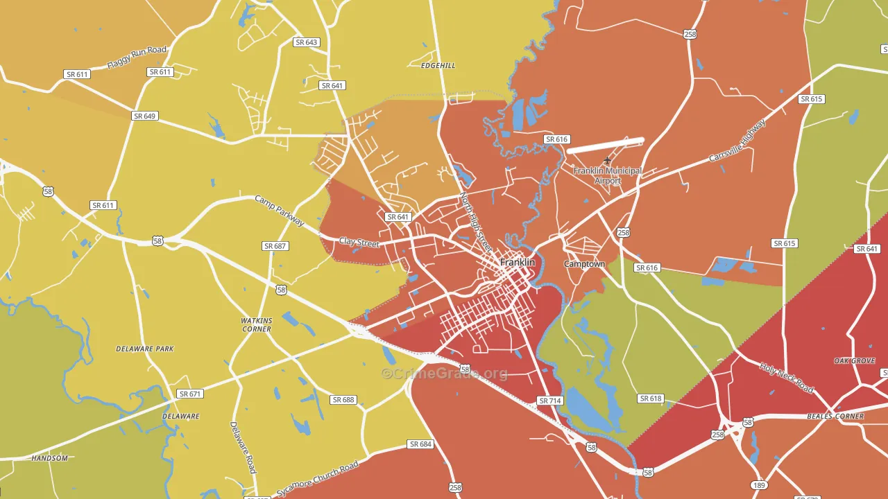 Franklin, VA Map of Murder Rates