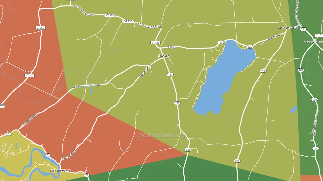 Franklin, VT Map of Murder Rates