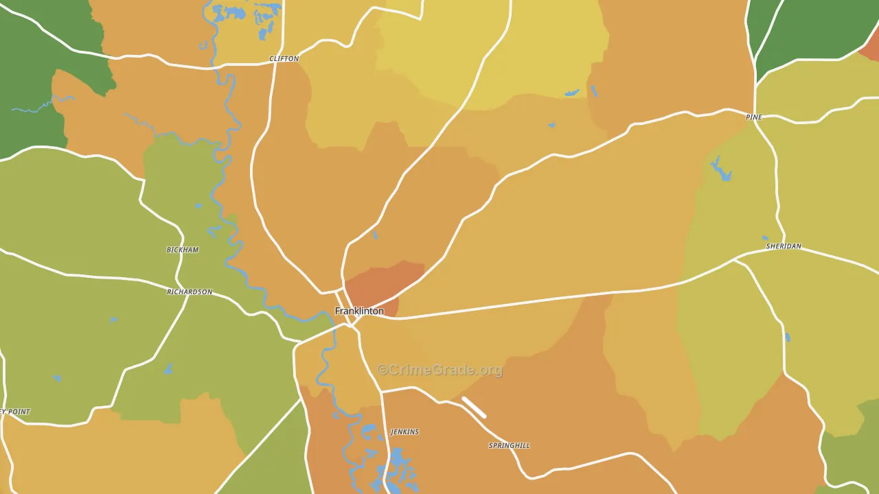 Franklinton, LA Map of Murder Rates