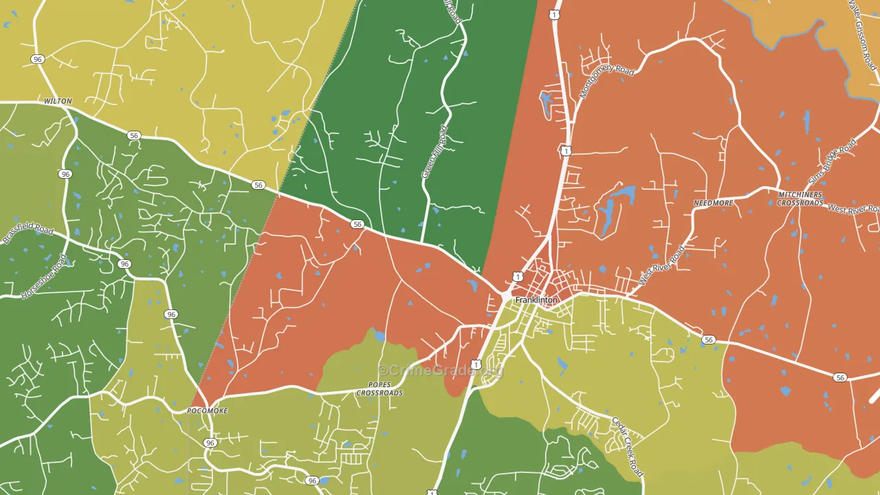Franklinton, NC Map of Murder Rates