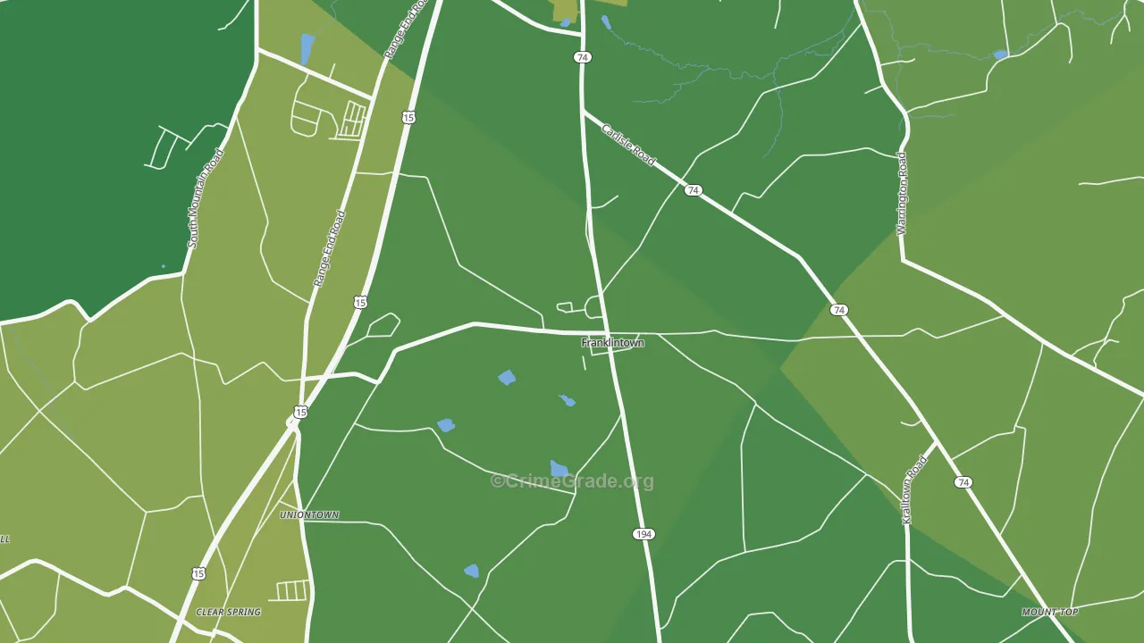 Franklintown, PA Map of Murder Rates