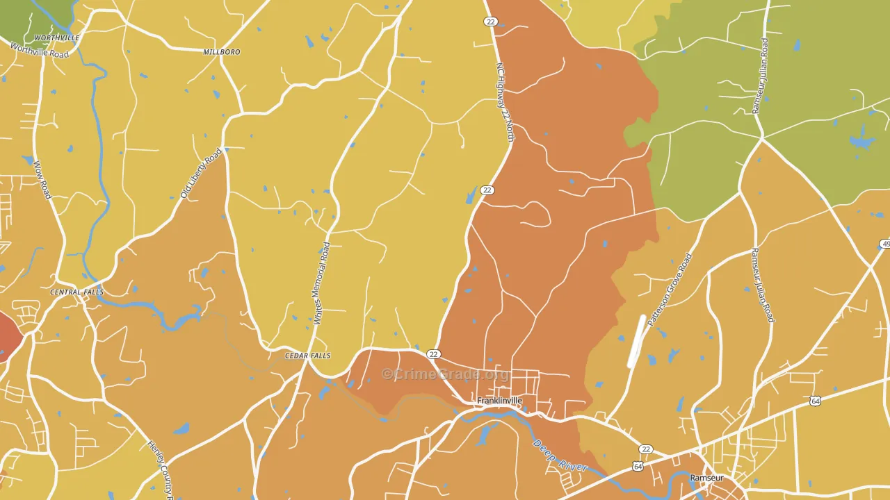 Franklinville, NC Map of Murder Rates