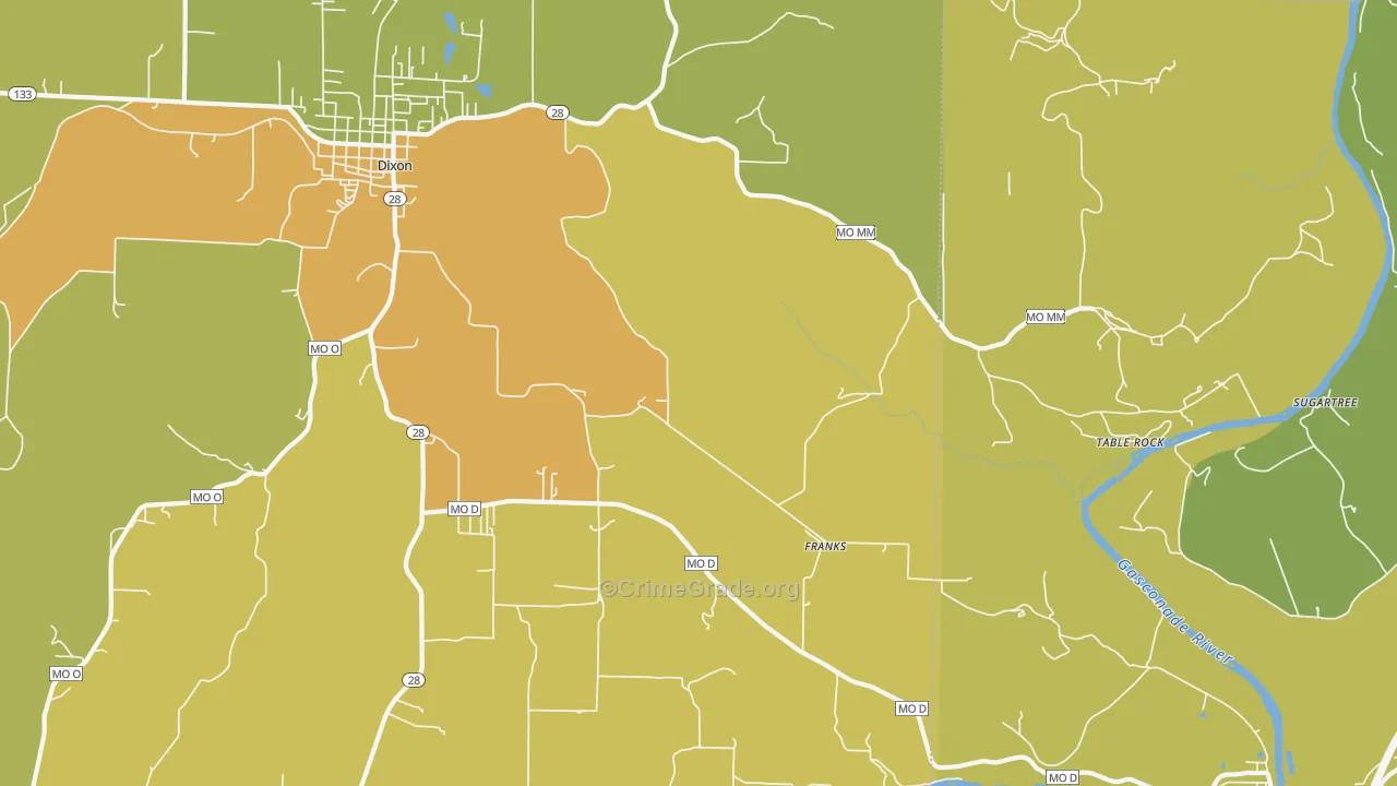 Franks, MO Map of Murder Rates
