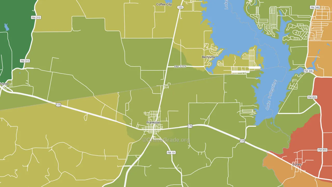 Frankston, TX Map of Murder Rates