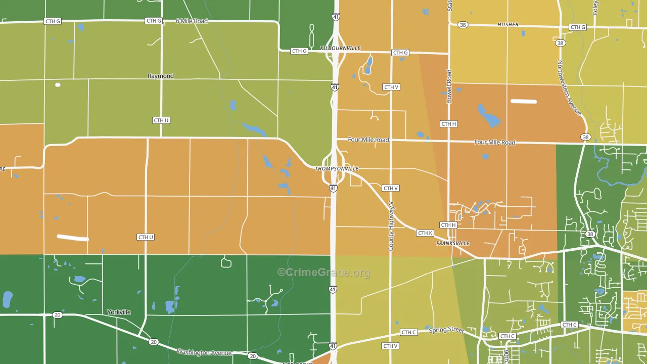 Franksville, WI Map of Murder Rates