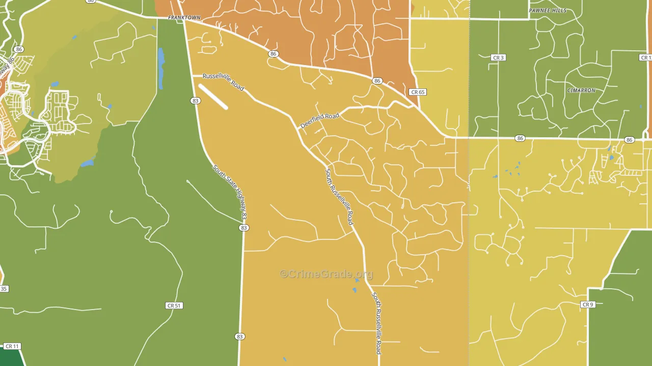 Franktown, CO Map of Murder Rates