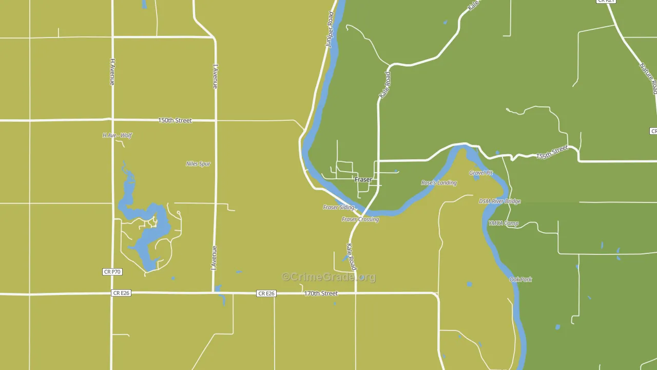 Fraser, IA Map of Murder Rates