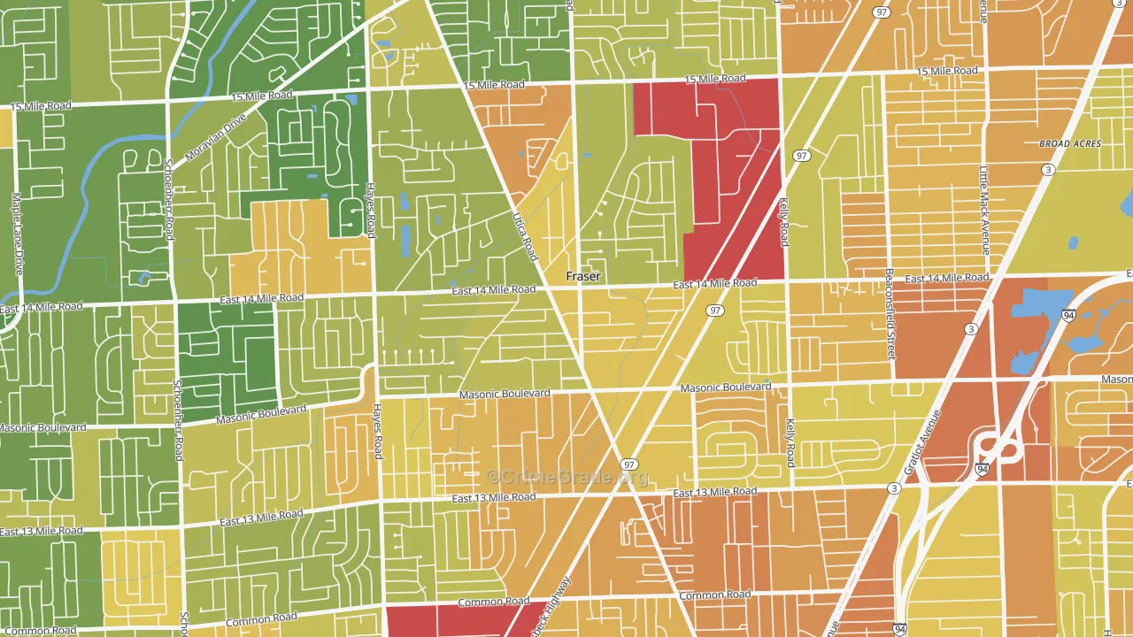 Fraser, MI Map of Murder Rates