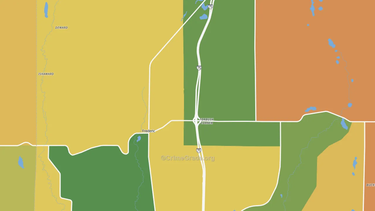 Frederic, MI Map of Murder Rates