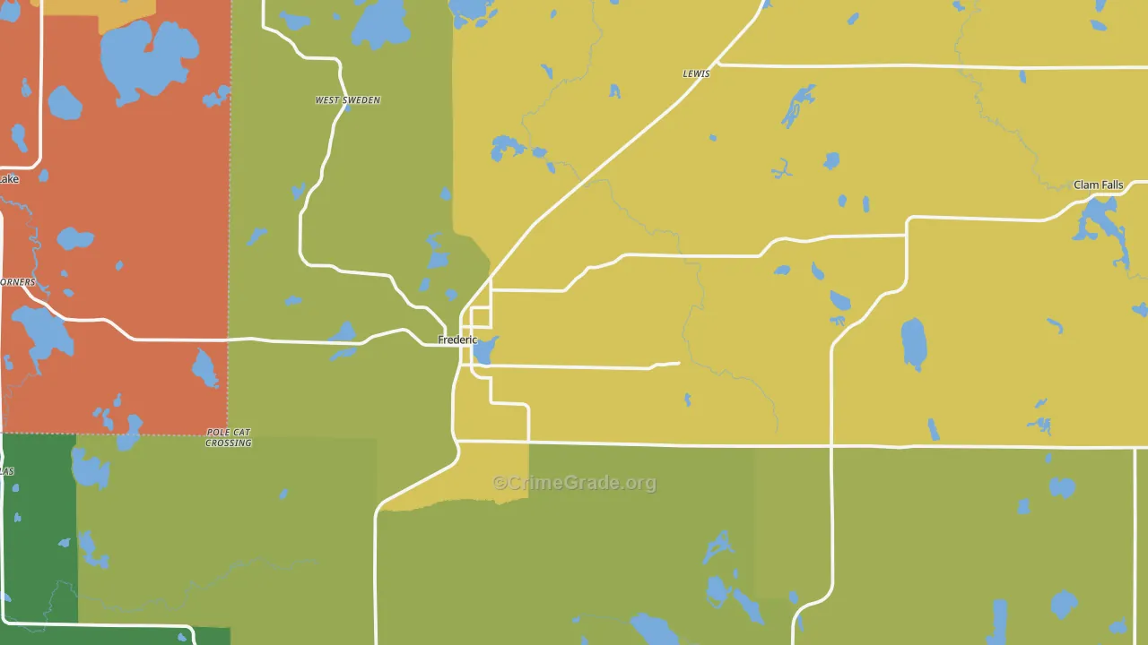 Frederic, WI Map of Murder Rates