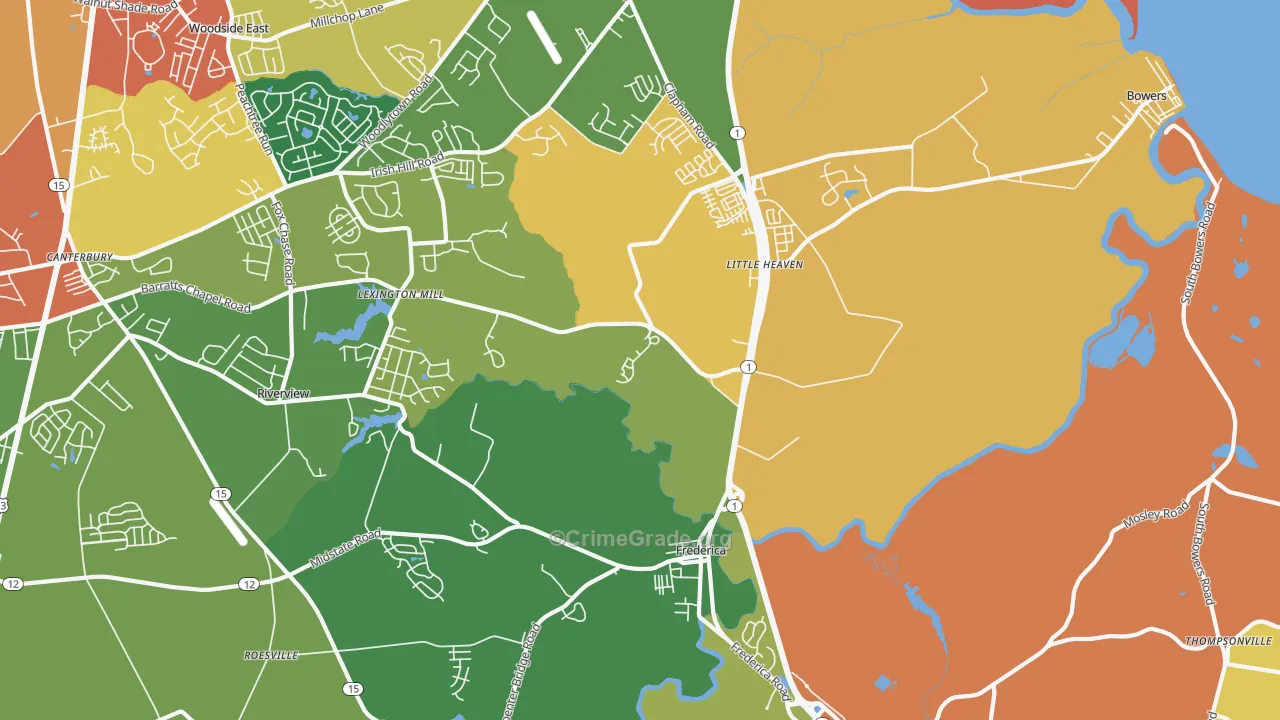Frederica, DE Map of Murder Rates