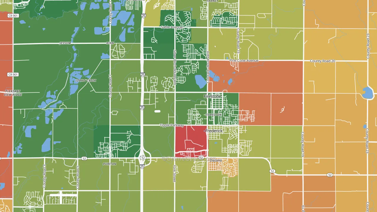 Frederick, CO Map of Murder Rates