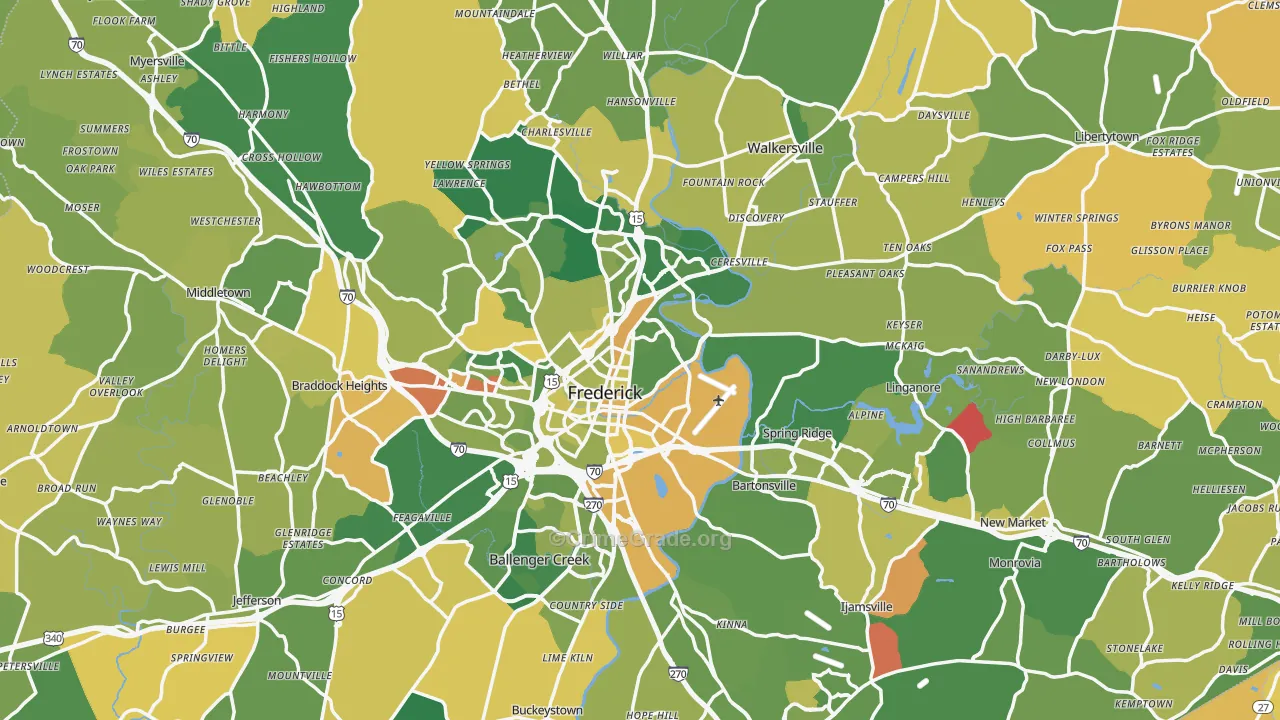 Frederick County, MD Map of Murder Rates