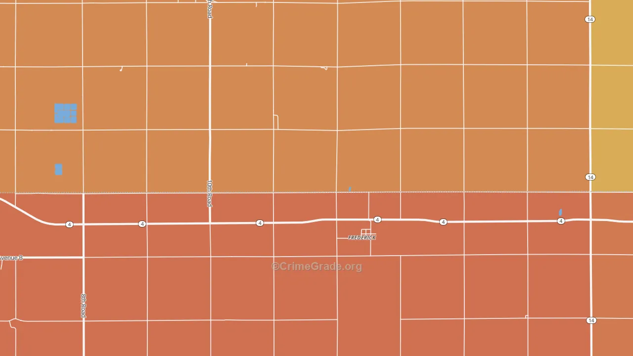 Frederick, KS Map of Murder Rates
