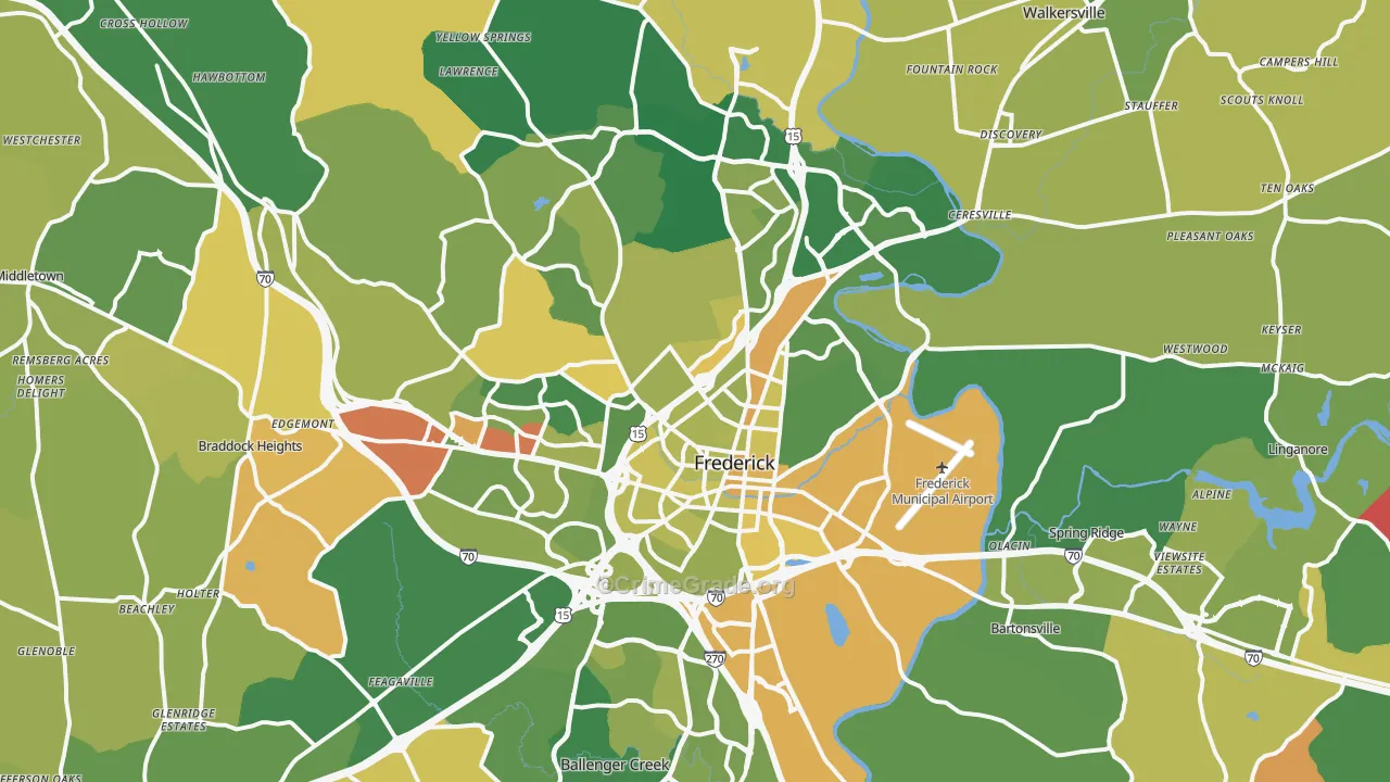 Frederick, MD Map of Murder Rates