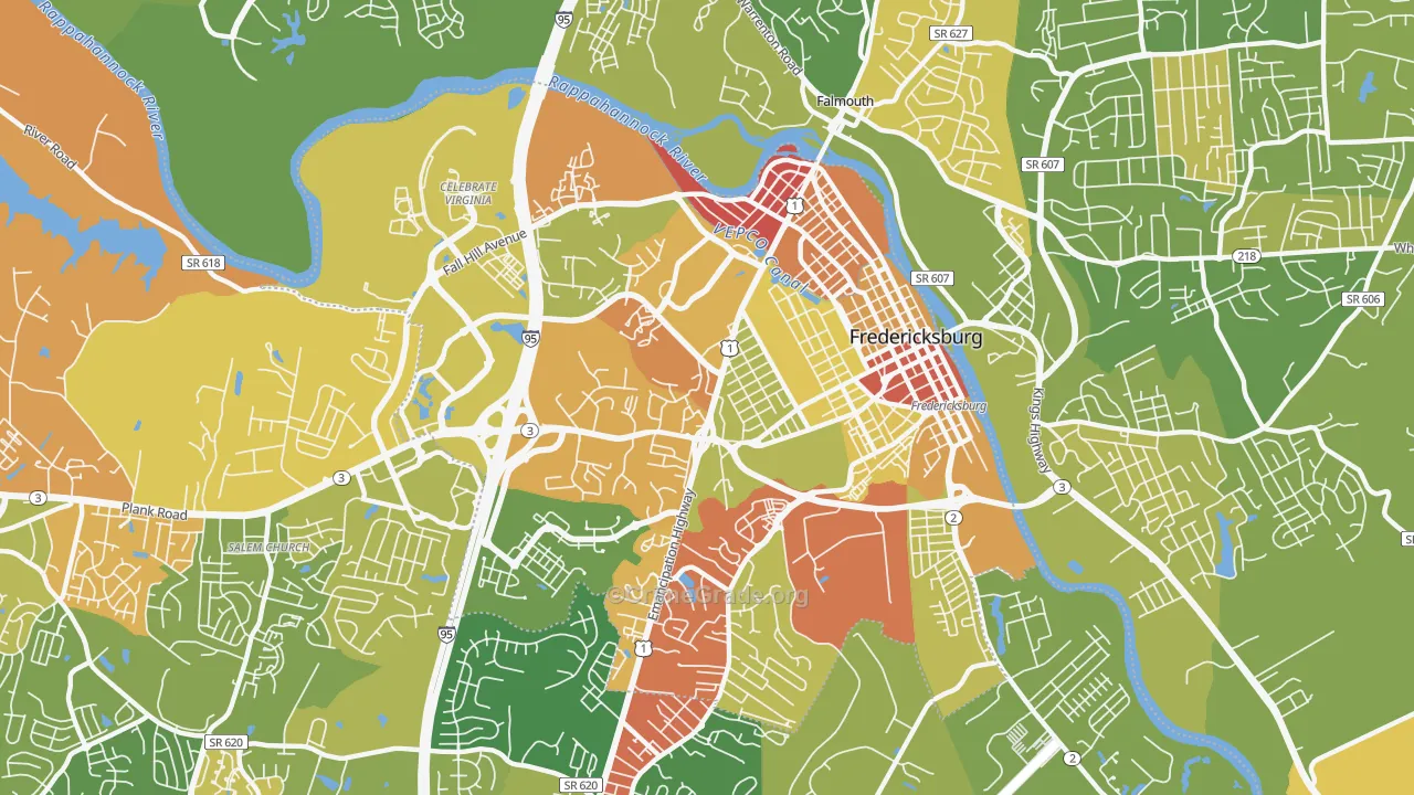 Fredericksburg City, VA Map of Murder Rates