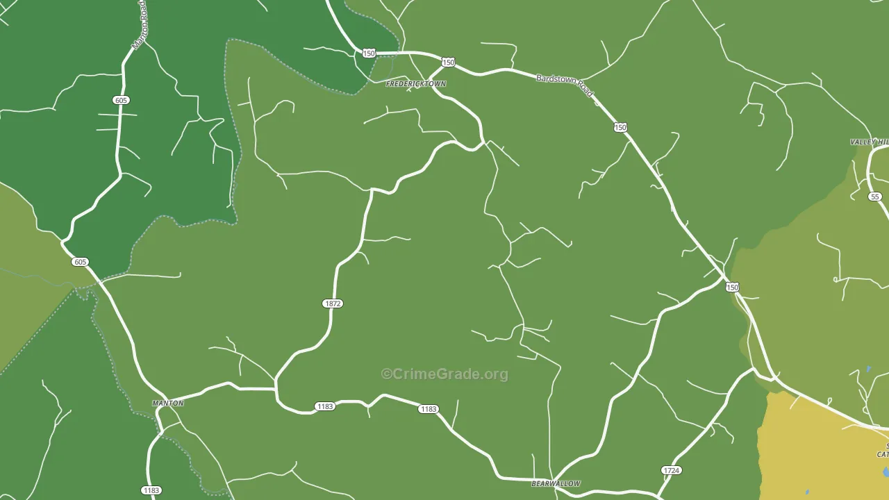 Fredericktown, KY Map of Murder Rates