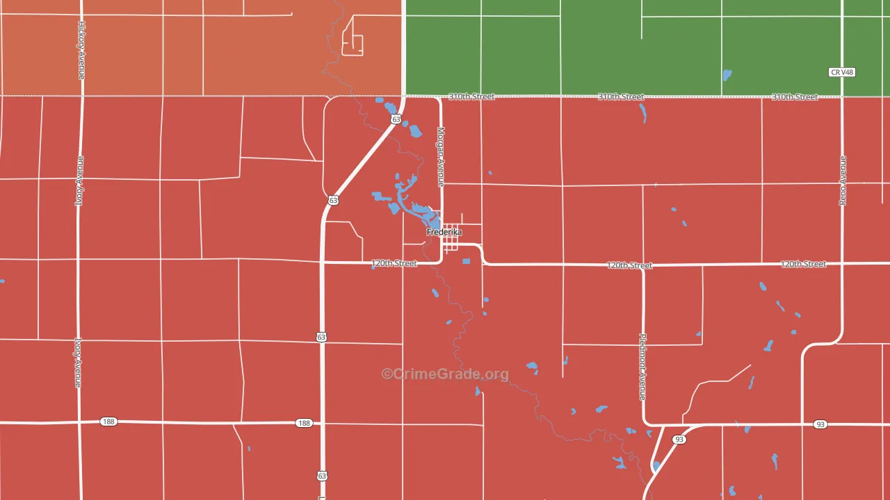 Frederika, IA Map of Murder Rates