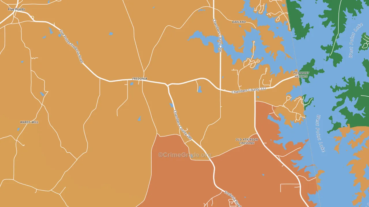 Fredonia, AL Map of Murder Rates