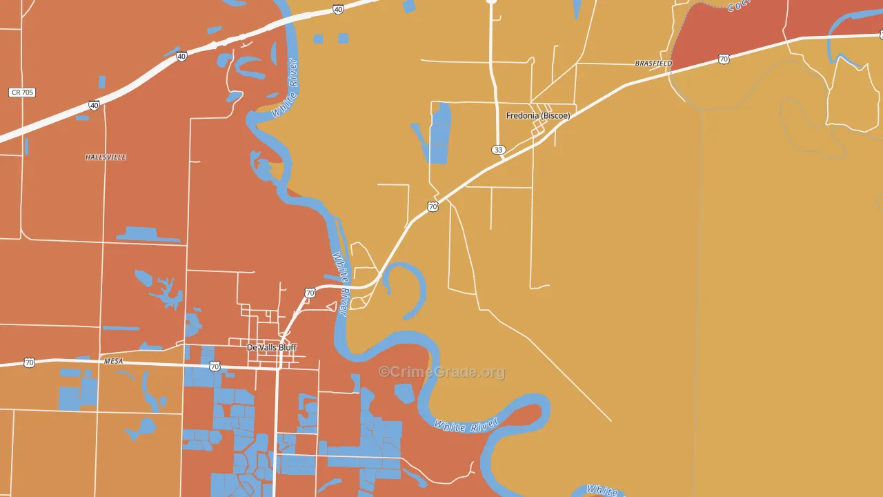 Fredonia, AR Map of Murder Rates