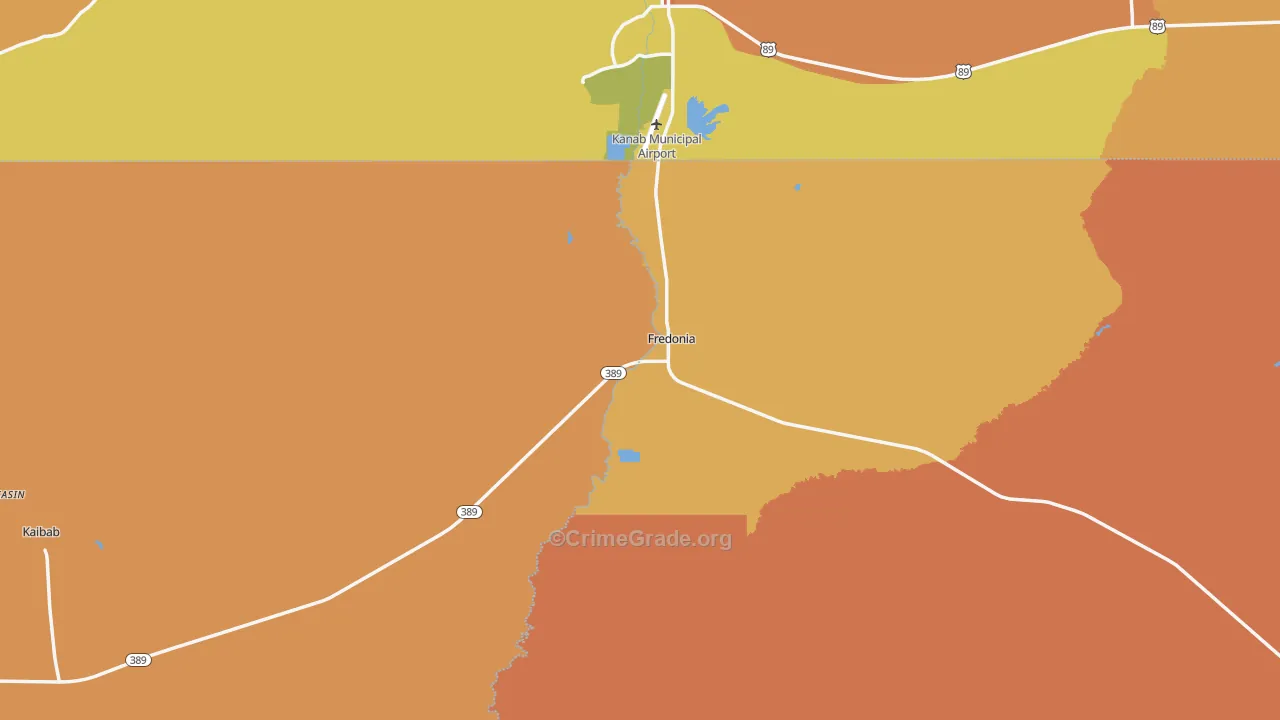 Fredonia, AZ Map of Murder Rates