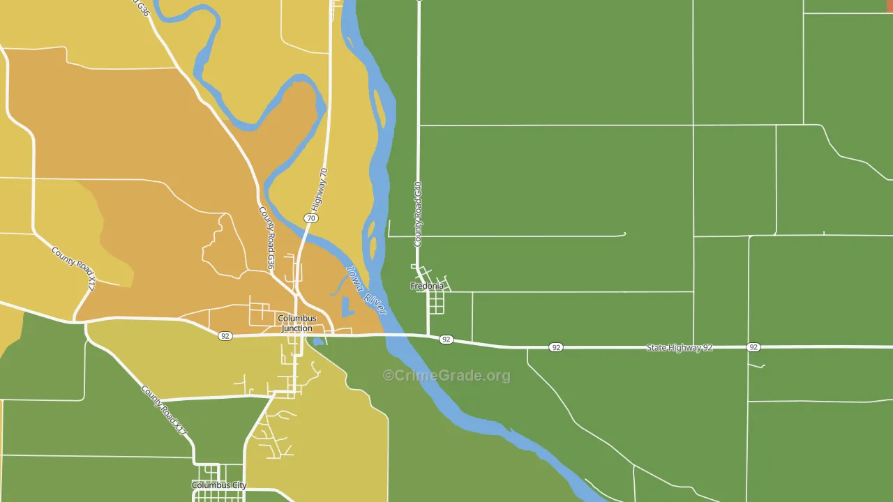 Fredonia, IA Map of Murder Rates