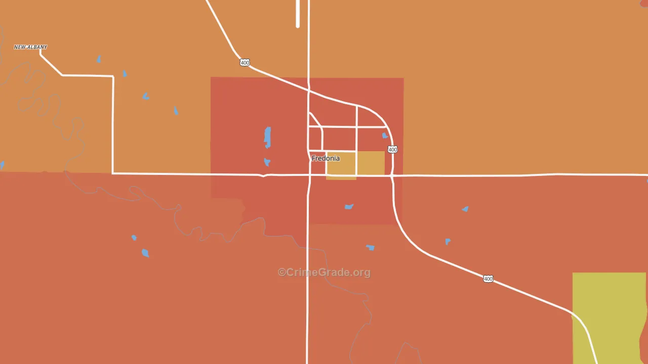 Fredonia, KS Map of Murder Rates