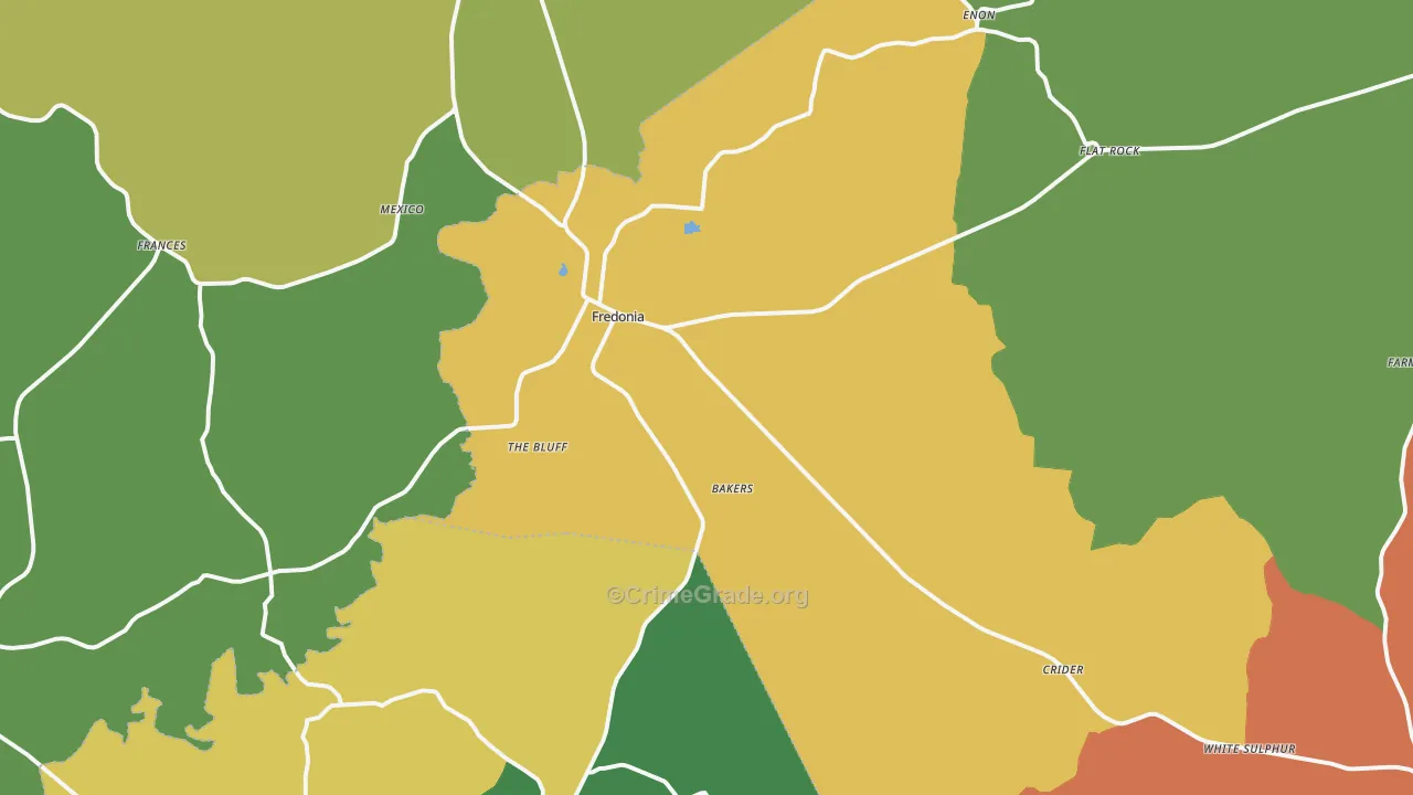 Fredonia, KY Map of Murder Rates