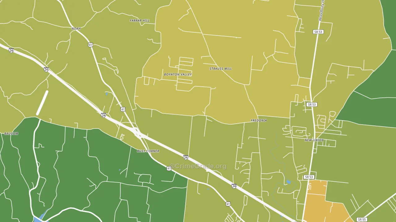 Fredonia, TN Map of Murder Rates