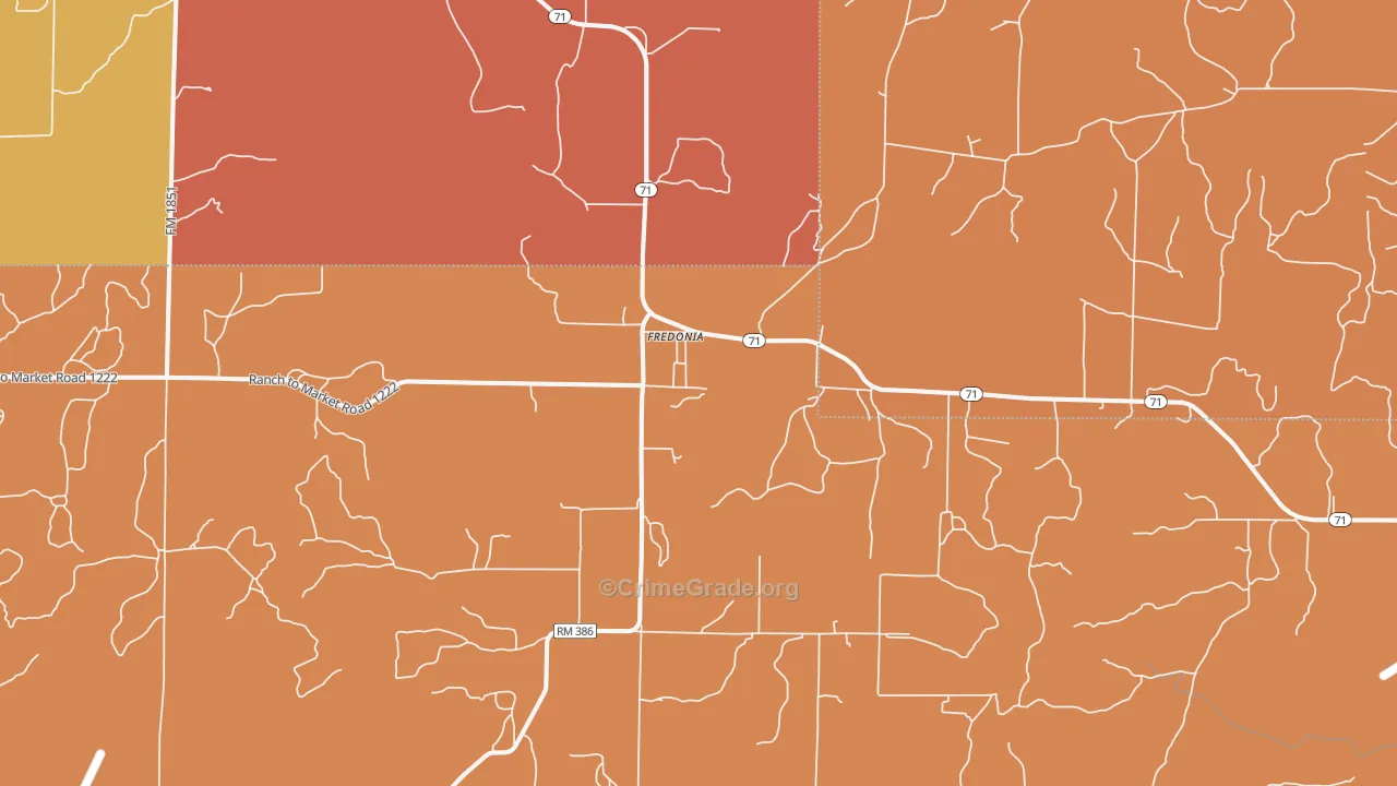 Fredonia, TX Map of Murder Rates