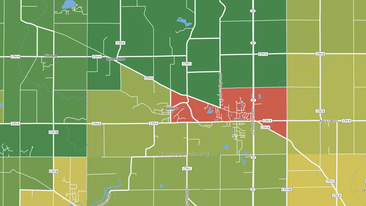 Fredonia, WI Map of Murder Rates