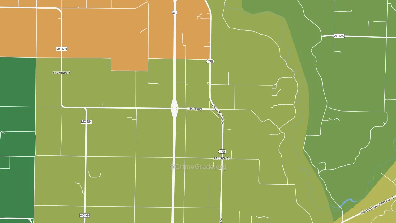 Fredville, MO Map of Murder Rates