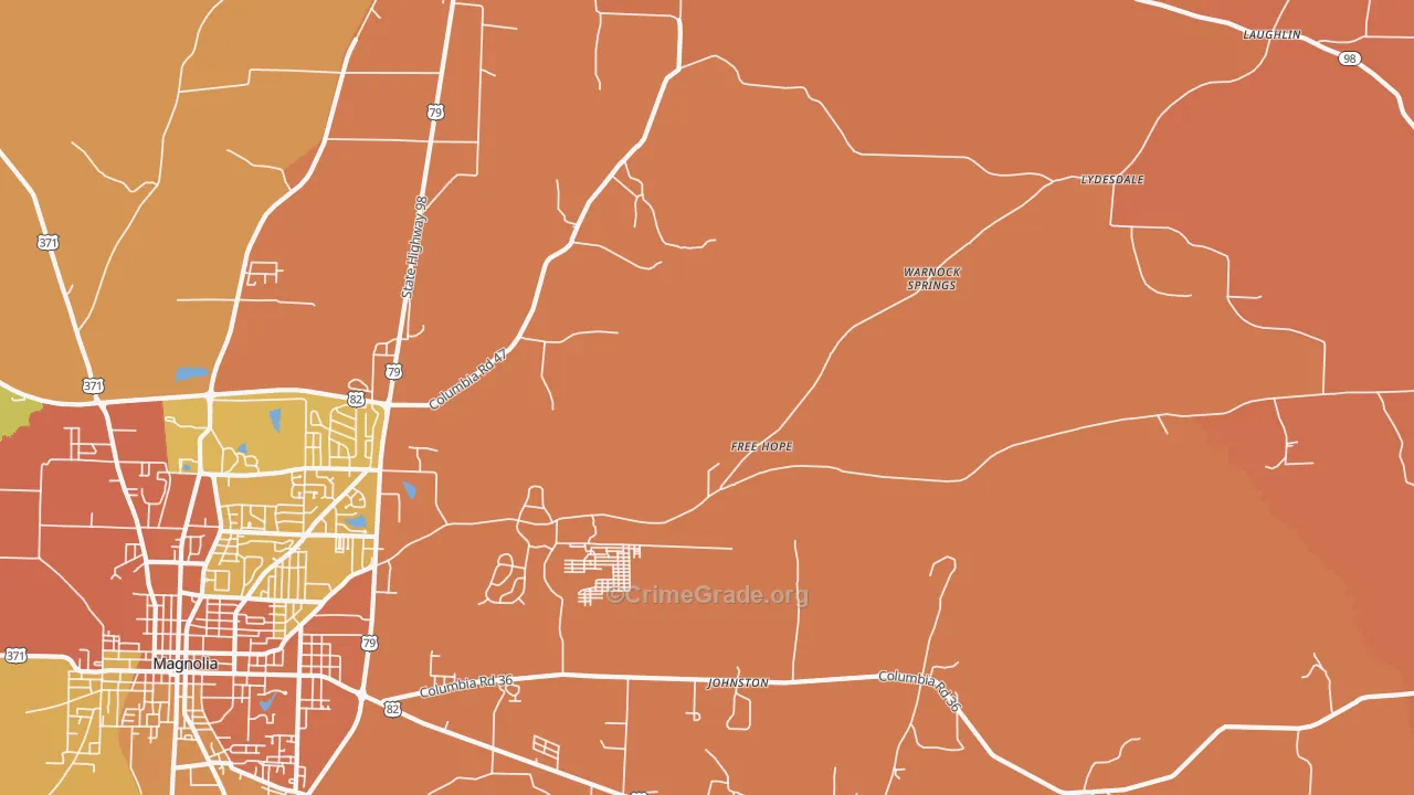 Free Hope, AR Map of Murder Rates