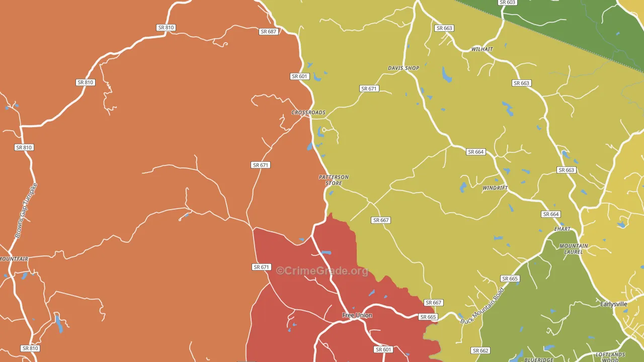 Free Union, VA Map of Murder Rates