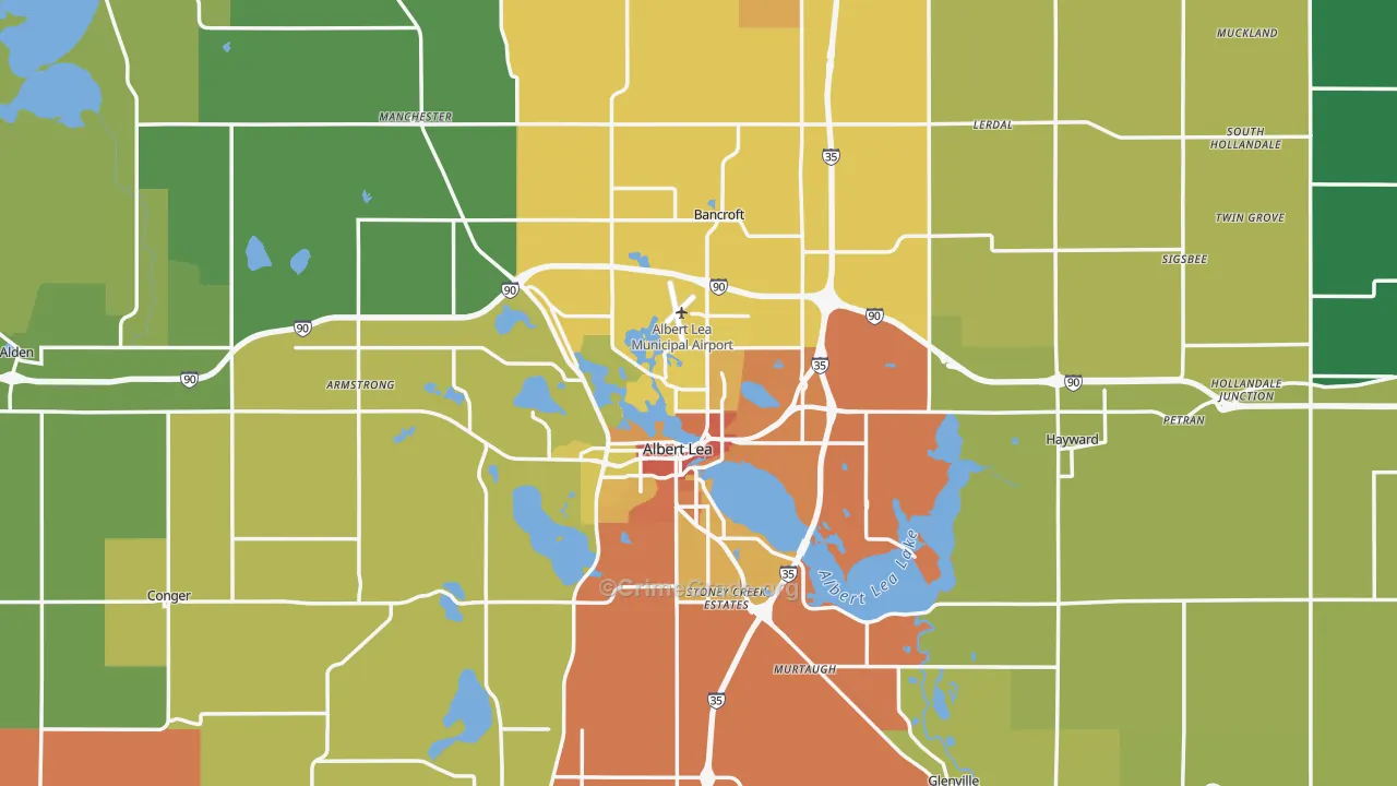Freeborn County, MN Map of Murder Rates