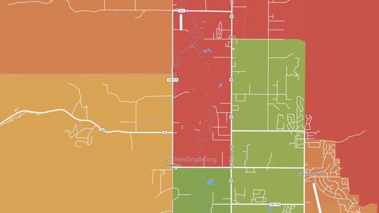 Freedom, WY Map of Murder Rates