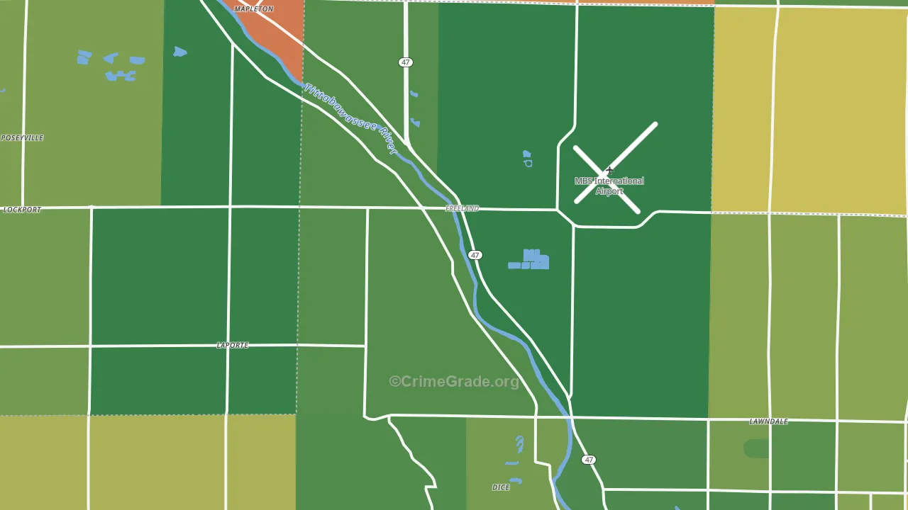Freeland, MI Map of Murder Rates